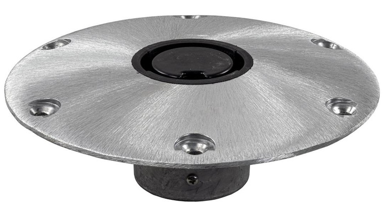 Springfield Marine Boat Seat Pedestal Base Plate 1300750-1 Plug-In; Round; 9 Inch Diameter; Non-Threaded; Satin; Stainless Steel Base