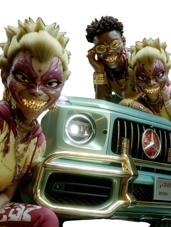 Stylized Urban Selfie Vinyl Car Decal Sticker – Waterproof & UV-Resistant 