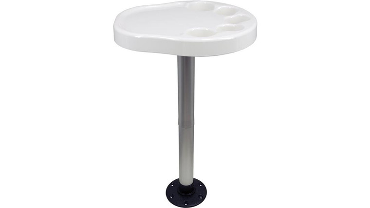 Springfield Marine Boat Table White Party Platter | Non-Foldable Oval Table Top with 5 Cup Holders