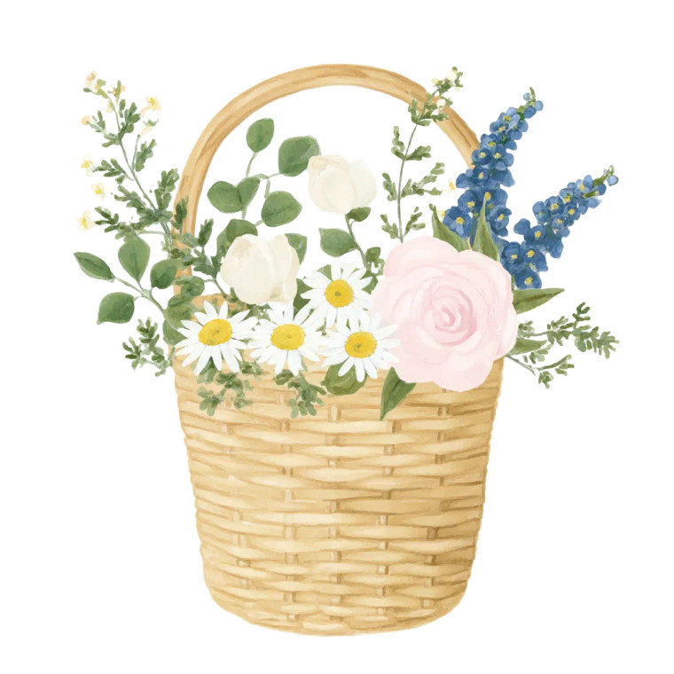 Flower Basket Art Vinyl Car Decal Sticker – Waterproof & UV-Resistant 