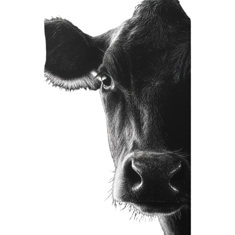 Black Cow Closeup Vinyl Car Decal Sticker – Waterproof & UV-Resistant 