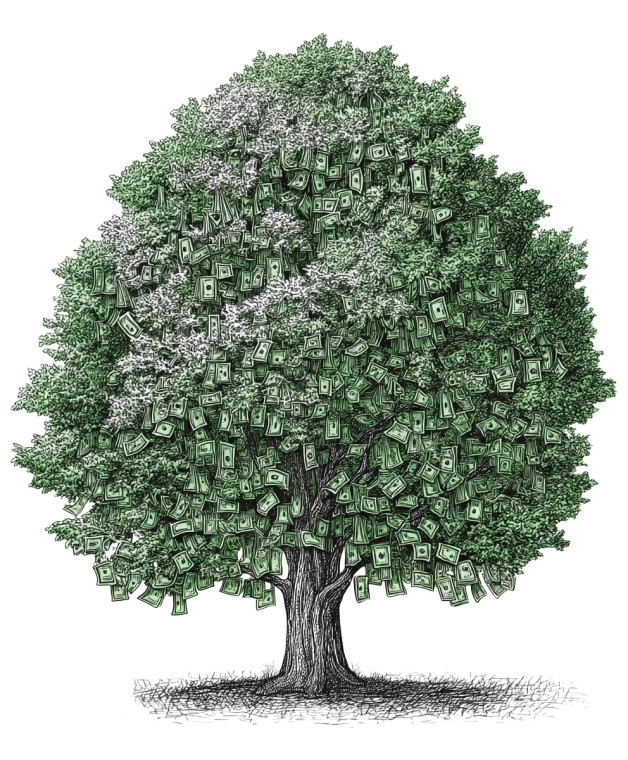 Money Tree Drawing Vinyl Car Decal Sticker – Waterproof & UV-Resistant 