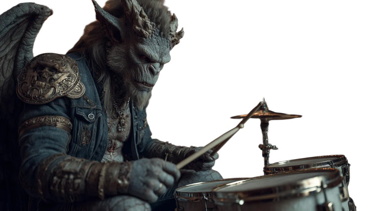 Gargoyle Drummer Vinyl Car Decal Sticker – Waterproof & UV-Resistant 