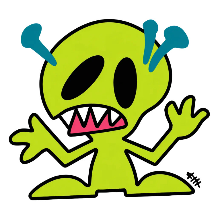 Alien Mascot Vinyl Car Decal Sticker – Waterproof & UV-Resistant 