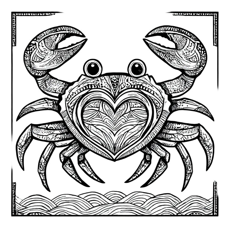 Glowing Heart Crab Vinyl Car Decal Sticker – Waterproof & UV-Resistant 