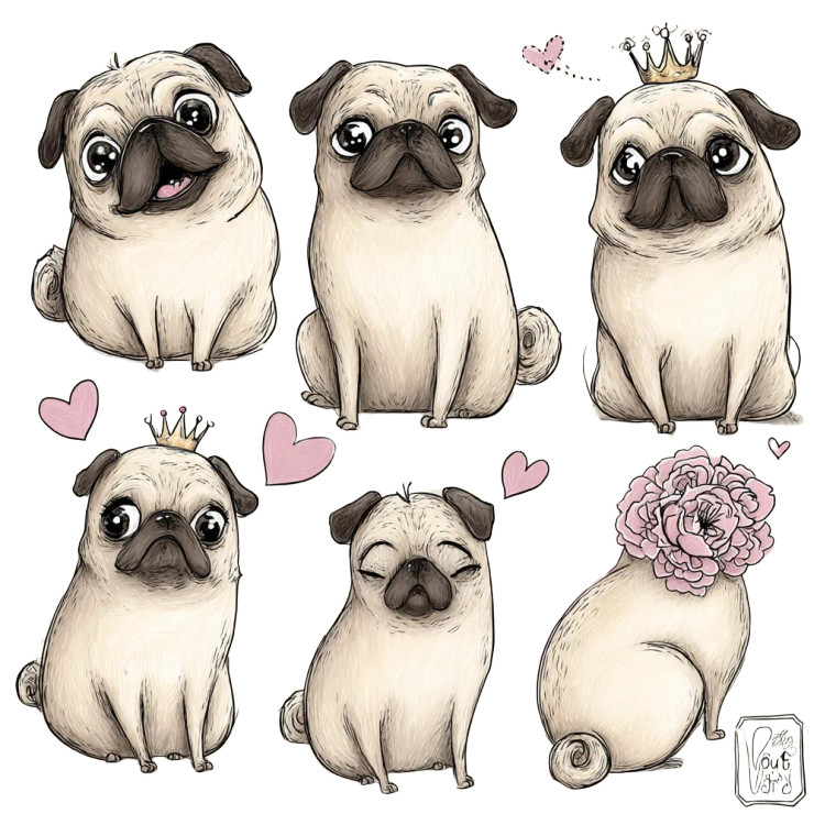 Whimsical Pugs Vinyl Car Decal Sticker – Waterproof & UV-Resistant 
