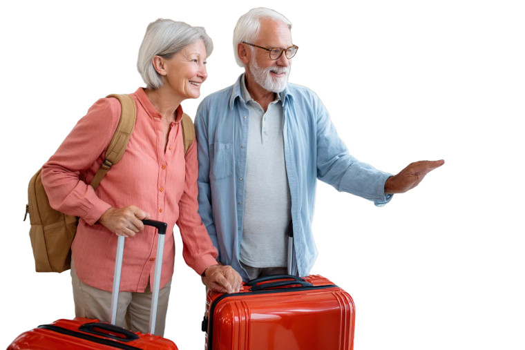 Elderly Couple Planning Vinyl Car Decal Sticker – Waterproof & UV-Resistant 