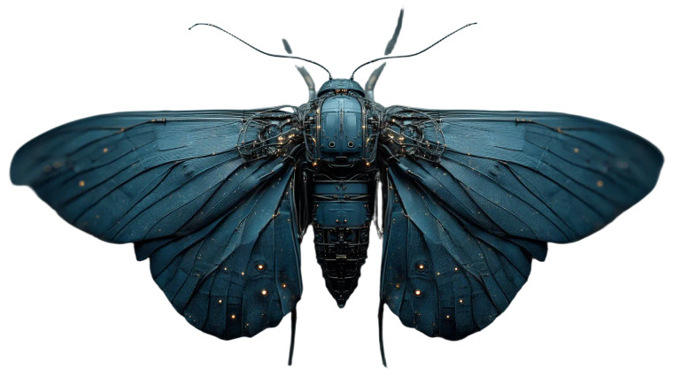 Mechanical Moth Vinyl Car Decal Sticker – Waterproof & UV-Resistant 