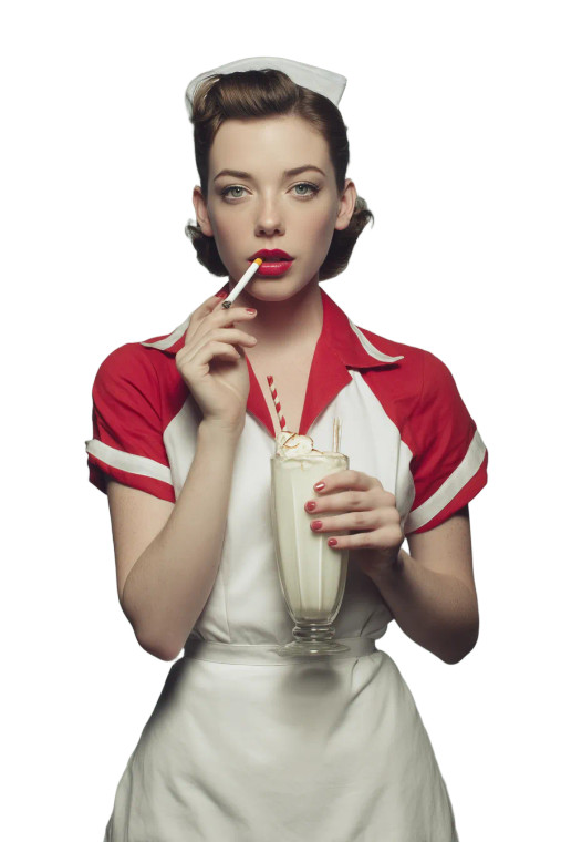 Waitress With Milkshake Vinyl Car Decal Sticker – Waterproof & UV-Resistant 