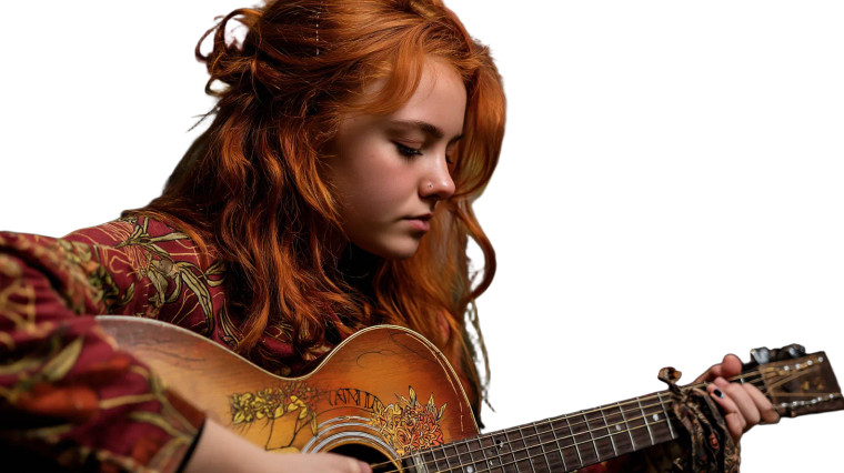 Red-Haired Guitarist Vinyl Car Decal Sticker – Waterproof & UV-Resistant 