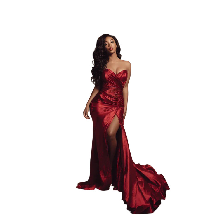 Elegant Red Gown Vinyl Car Decal Sticker – Waterproof & UV-Resistant 