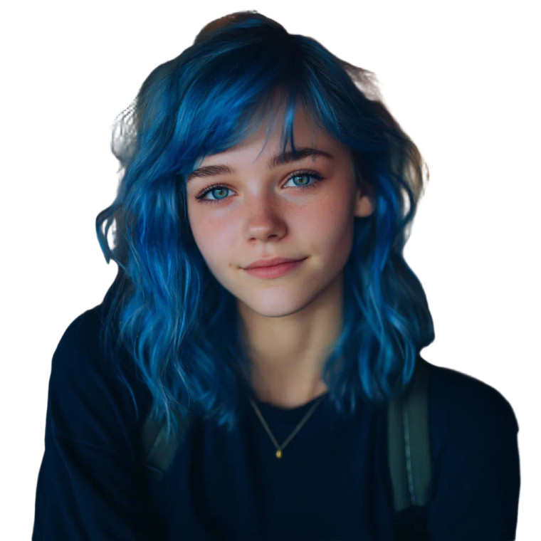 Blue-Haired Girl V3 Vinyl Car Decal Sticker – Waterproof & UV-Resistant 