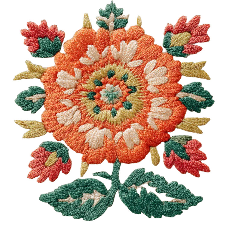 Embroidered Flower Vinyl Car Decal Sticker – Waterproof & UV-Resistant 