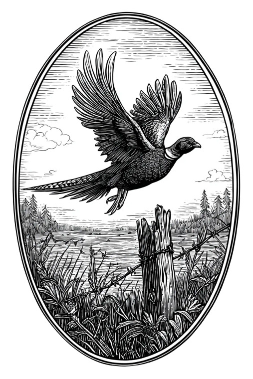 Flying Pheasant Engraving Vinyl Car Decal Sticker – Waterproof & UV-Resistant 