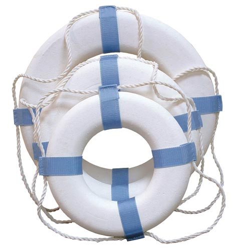 Taylor Made 17 Inch Waterproof Life Buoy | White Closed Cell Foam Ring with Polypropylene Grab Line