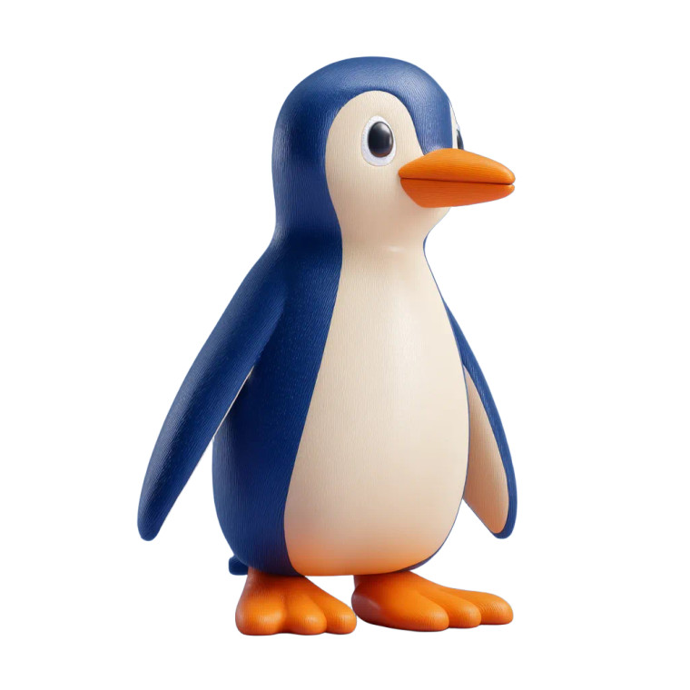 Stylized 3D Penguin V2 Vinyl Car Decal Sticker – Waterproof & UV-Resistant 