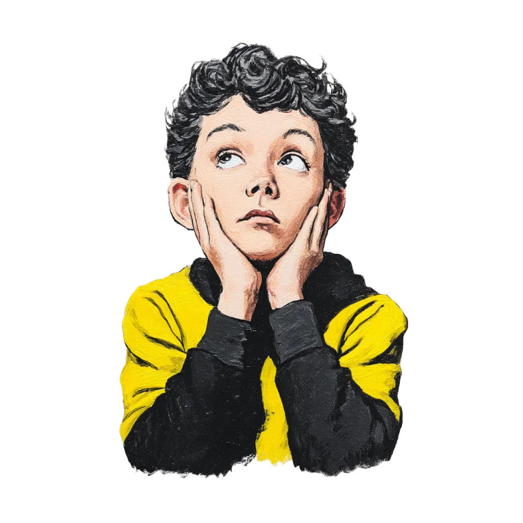 Boy Thinking Vinyl Car Decal Sticker – Waterproof & UV-Resistant 