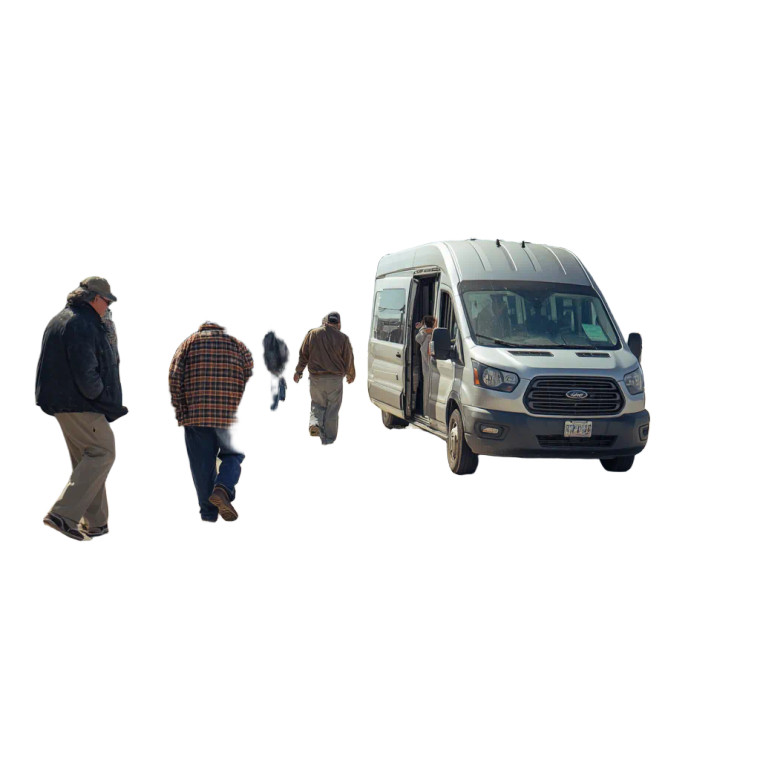 Shift Workers Exiting Bus Vinyl Car Decal Sticker – Waterproof & UV-Resistant 
