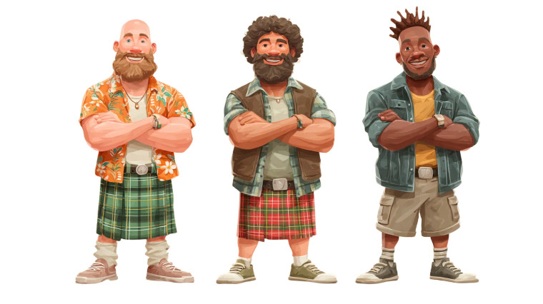 Kilted Trio Pose Vinyl Car Decal Sticker – Waterproof & UV-Resistant 
