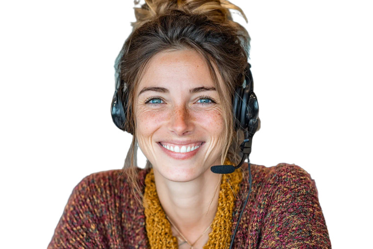 Smiling Call Center Worker Vinyl Car Decal Sticker – Waterproof & UV-Resistant 