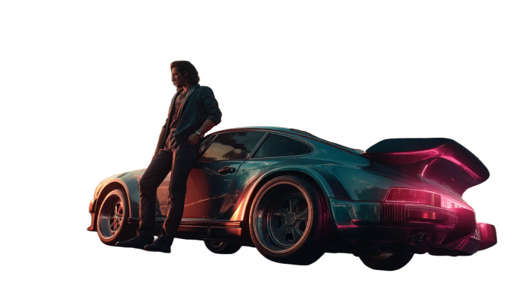 Neon Crime Protagonist Vinyl Car Decal Sticker – Waterproof & UV-Resistant 