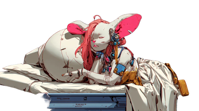 Sleeping Bunny Woman Vinyl Car Decal Sticker – Waterproof & UV-Resistant 