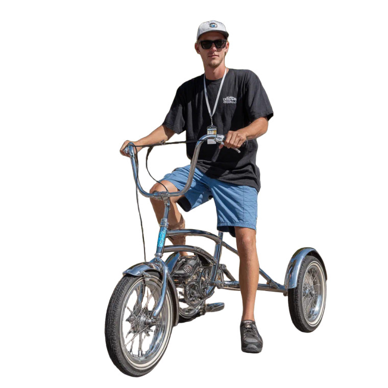 Man On Tricycle Vinyl Car Decal Sticker – Waterproof & UV-Resistant 
