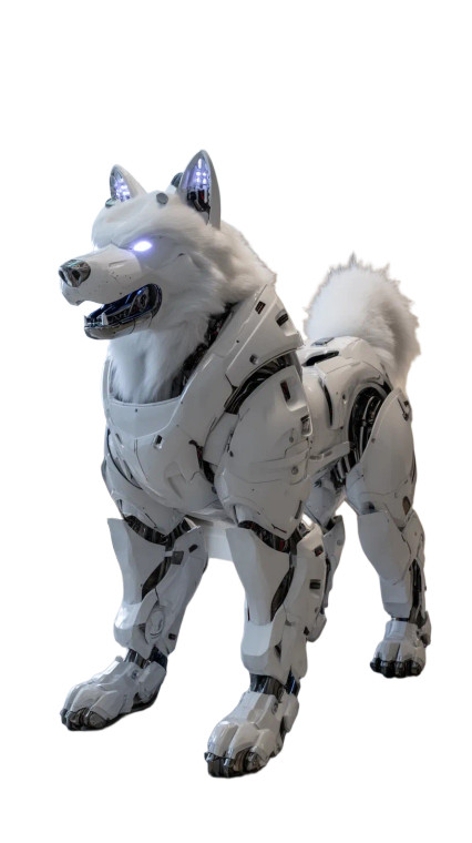 Robotic Samoyed Guardian Vinyl Car Decal Sticker – Waterproof & UV-Resistant 