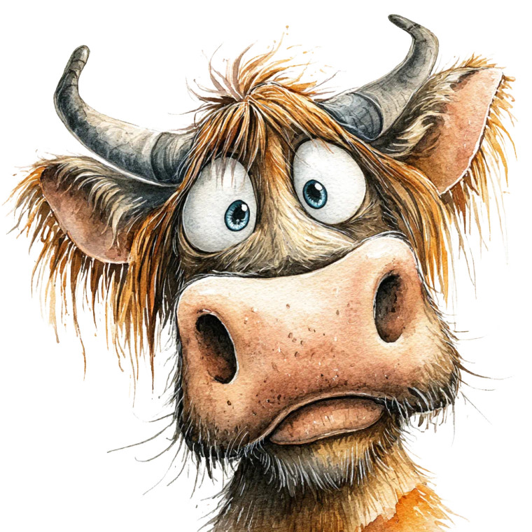 Cartoon Highland Cow Vinyl Car Decal Sticker – Waterproof & UV-Resistant 