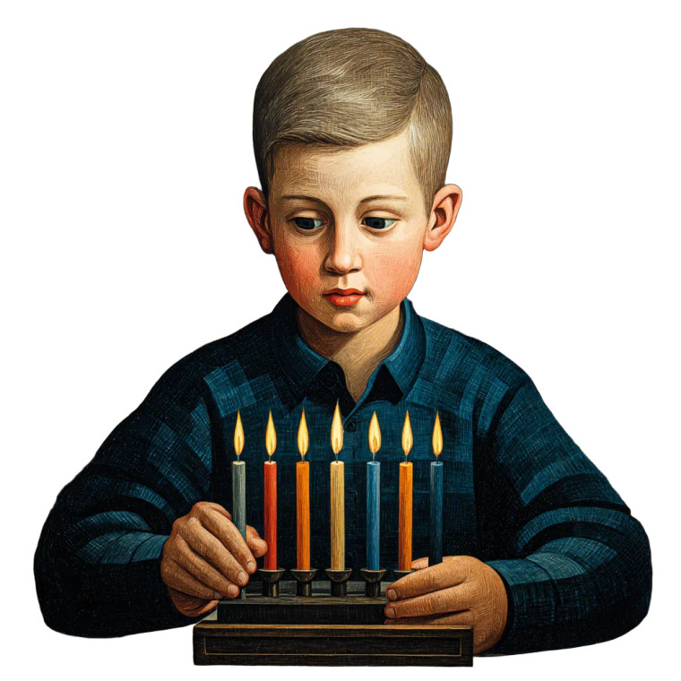 Child Lighting Menorah Vinyl Car Decal Sticker – Waterproof & UV-Resistant 