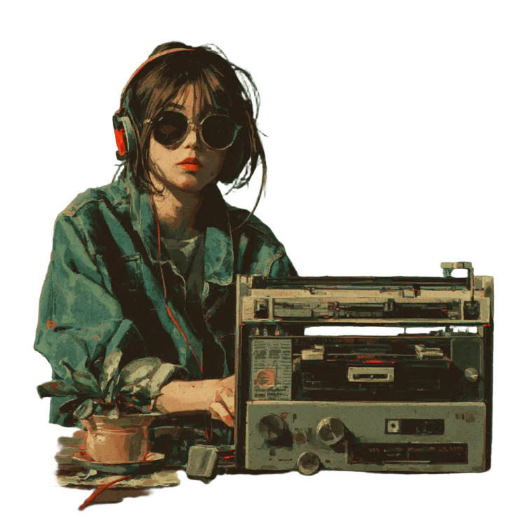 Lo-Fi Music Listener Vinyl Car Decal Sticker – Waterproof & UV-Resistant 