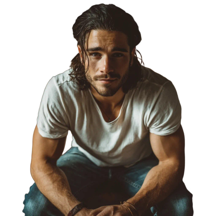 Handsome Man Sitting Vinyl Car Decal Sticker – Waterproof & UV-Resistant 