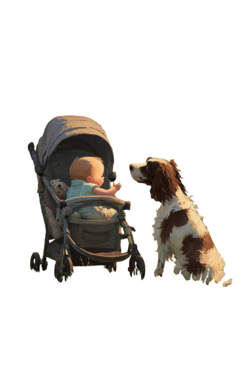 Baby And Spaniel Vinyl Car Decal Sticker – Waterproof & UV-Resistant 