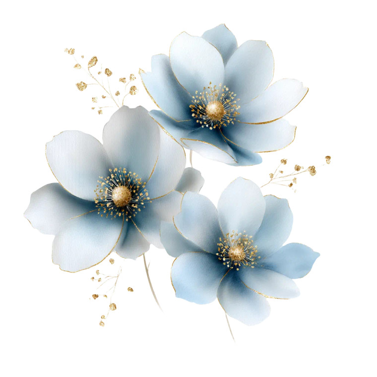 Blue Golden Flowers Vinyl Car Decal Sticker – Waterproof & UV-Resistant 