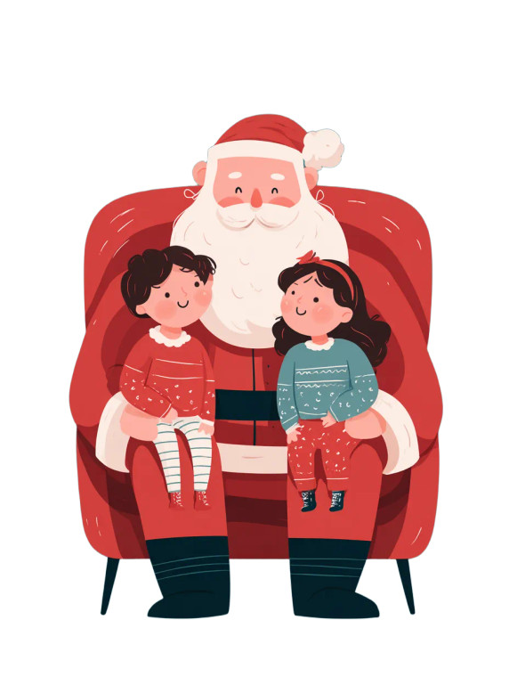 Santa With Kids Vinyl Car Decal Sticker – Waterproof & UV-Resistant 