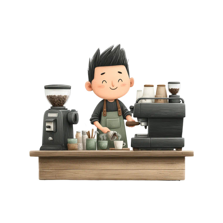 Barista Boy Vinyl Car Decal Sticker – Waterproof & UV-Resistant 