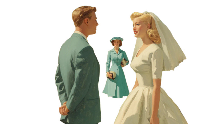 1950S Wedding Scene Vinyl Car Decal Sticker – Waterproof & UV-Resistant 