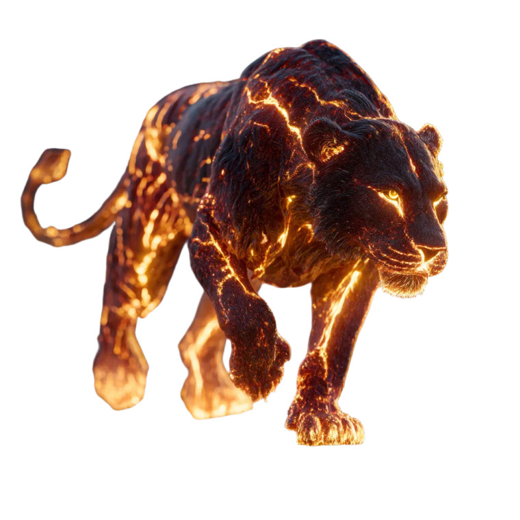 Molten Lava Lion Vinyl Car Decal Sticker – Waterproof & UV-Resistant 