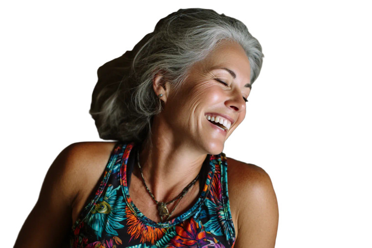Laughing Elderly Woman Vinyl Car Decal Sticker – Waterproof & UV-Resistant 