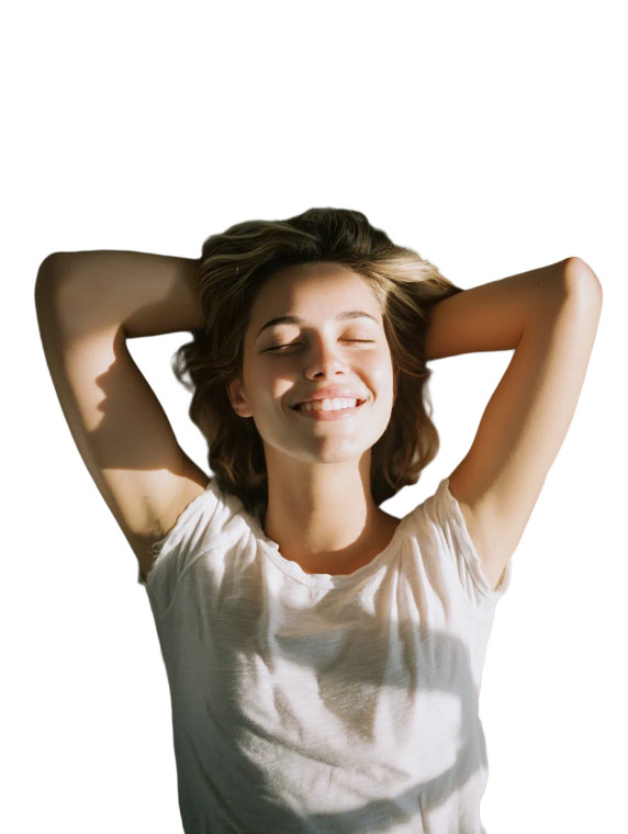 Happy Middle-Aged Woman Vinyl Car Decal Sticker – Waterproof & UV-Resistant 