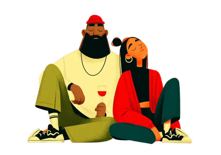 Couple Illustration Vinyl Car Decal Sticker – Waterproof & UV-Resistant 