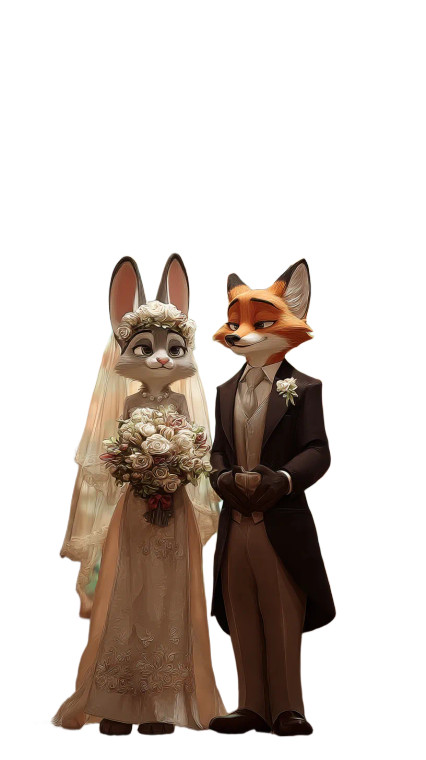 Bride Bunny Groom Fox Vinyl Car Decal Sticker – Waterproof & UV-Resistant 