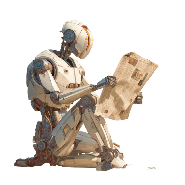 Robot Reading Newspaper Vinyl Car Decal Sticker – Waterproof & UV-Resistant 