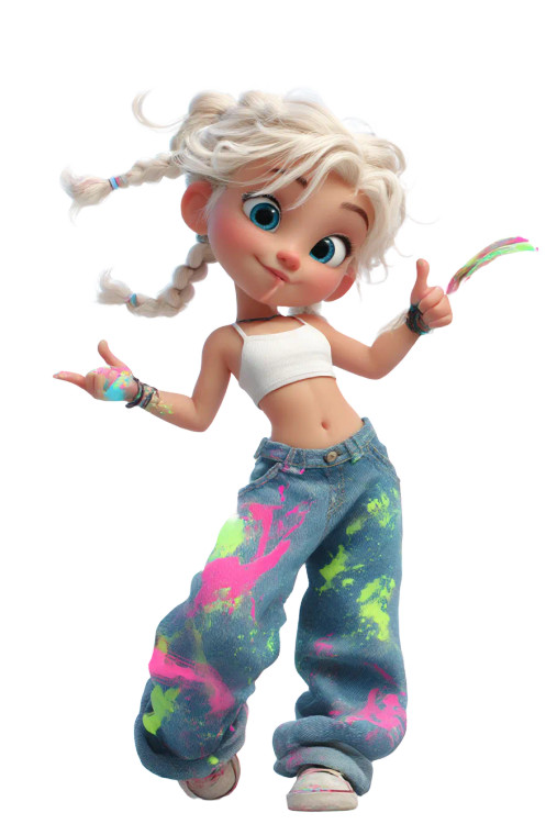 Playful Cartoon Girl V2 Vinyl Car Decal Sticker – Waterproof & UV-Resistant 