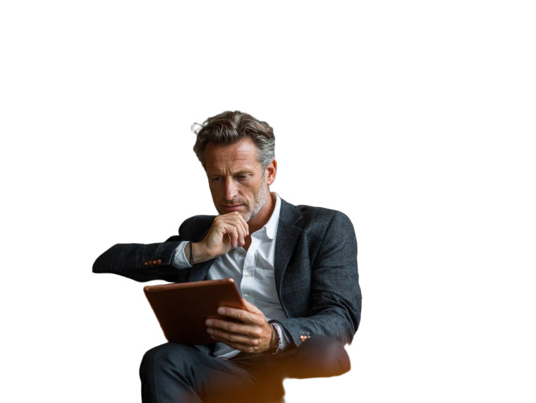 Focused Businessman Reading Vinyl Car Decal Sticker – Waterproof & UV-Resistant 