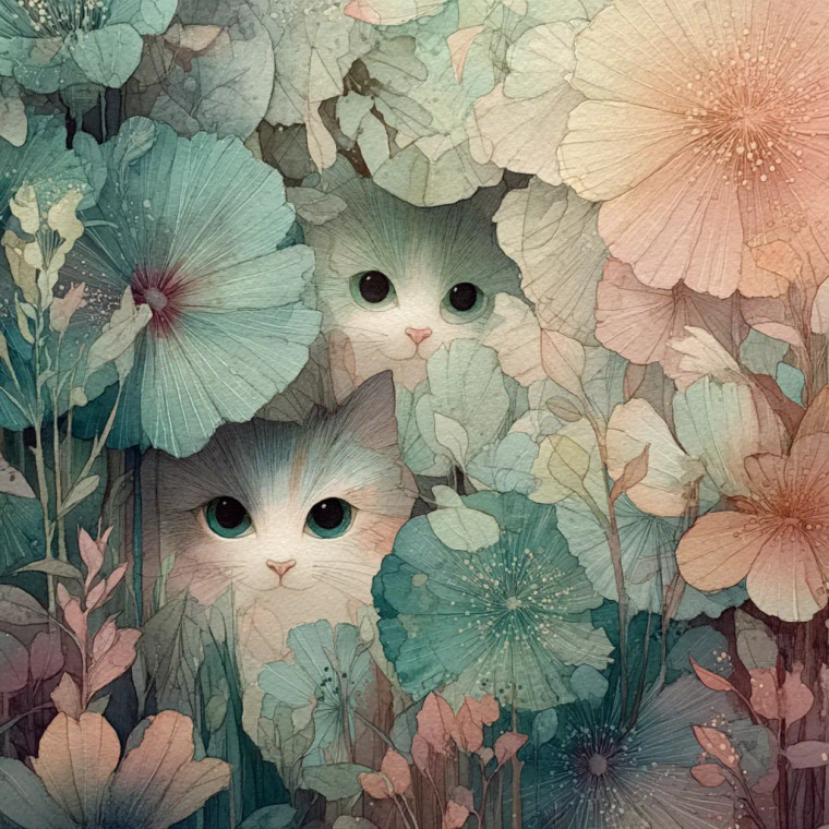 Kittens In Flowers Vinyl Car Decal Sticker – Waterproof & UV-Resistant 