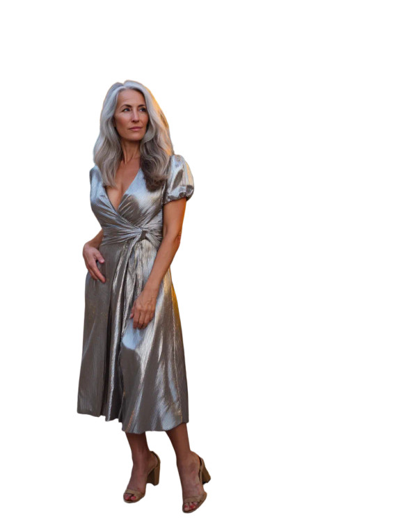 Elegant Silver Dress V2 Vinyl Car Decal Sticker – Waterproof & UV-Resistant 