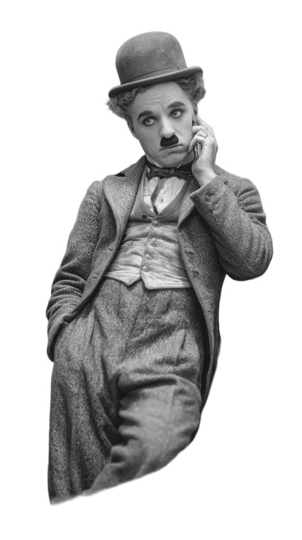 Chaplin With Iphone Vinyl Car Decal Sticker – Waterproof & UV-Resistant 
