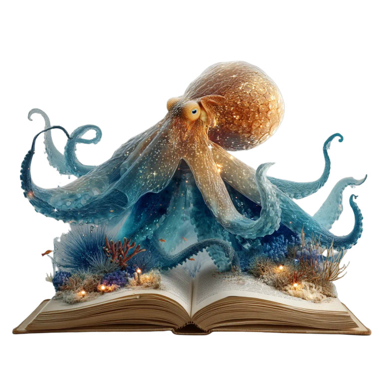 Octopus Reading Vinyl Car Decal Sticker – Waterproof & UV-Resistant 