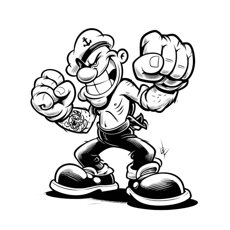 Popeye Tattoo Vinyl Car Decal Sticker – Waterproof & UV-Resistant 